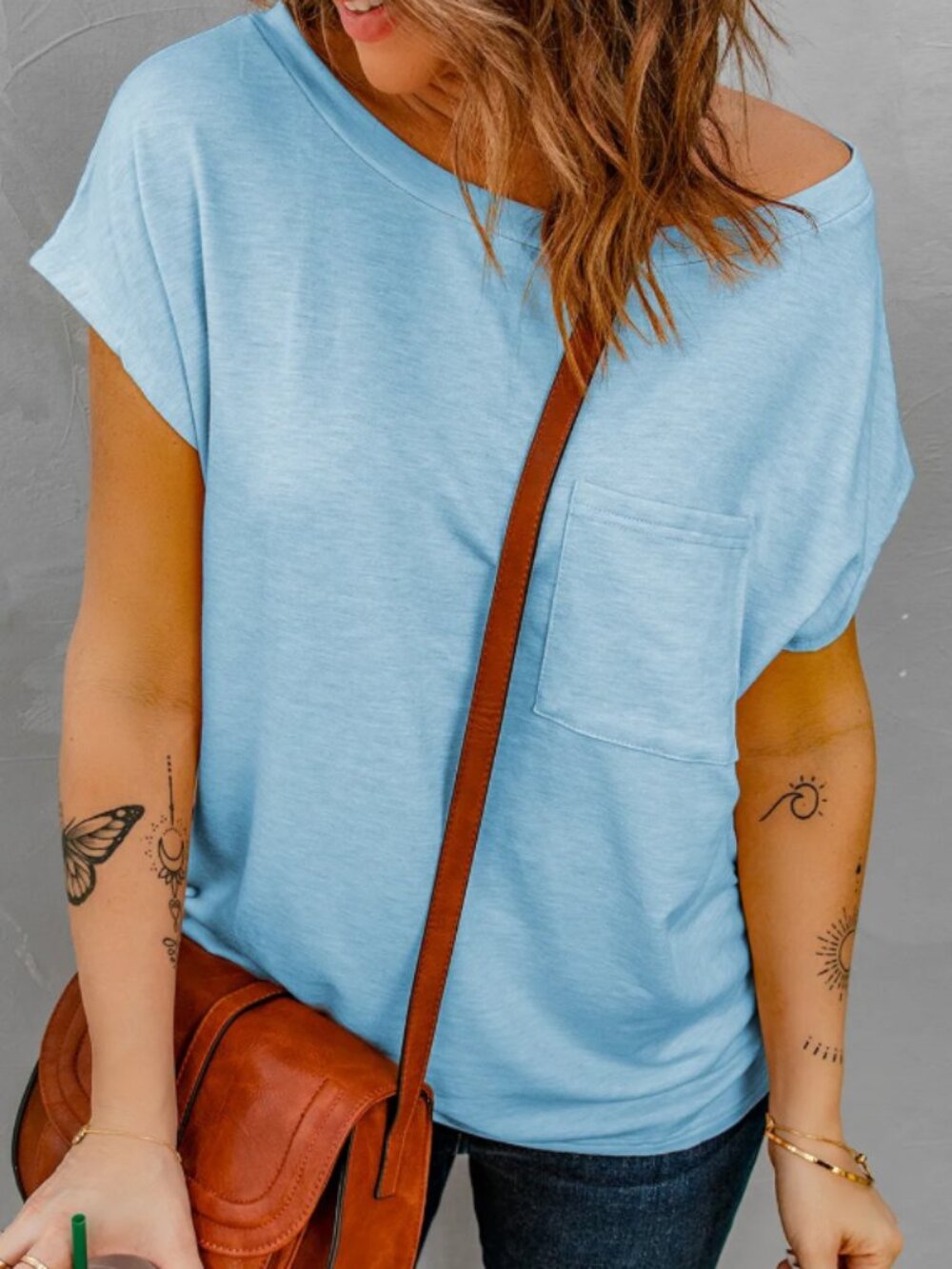 Knit Pocketed Tee with Side Slits